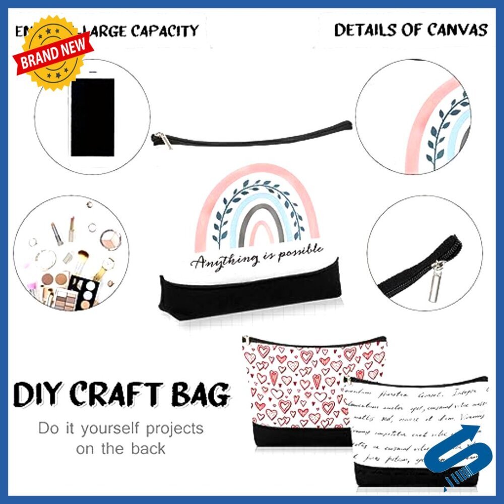 Canvas Cosmetic Bags Bulk Set Inspirational Gifts Motivational Office Essentials - Picture 6 of 6